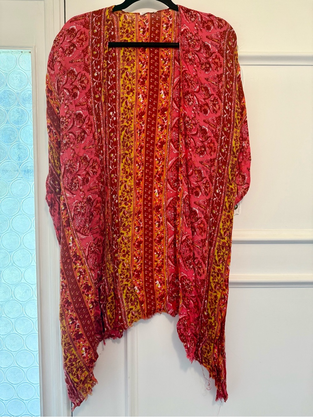 Bohemian Floral Open-Front Cardigan - Pink & Yellow